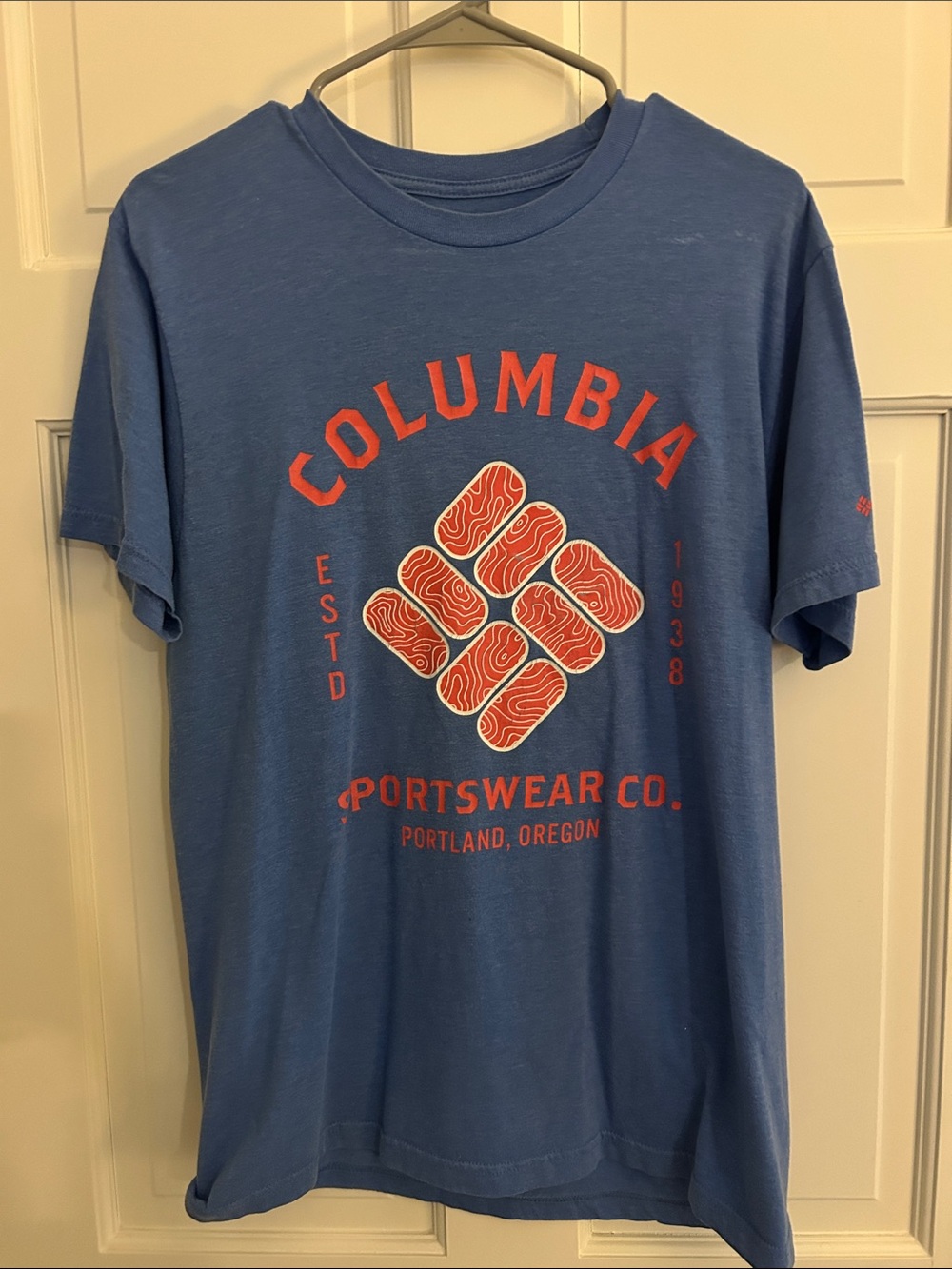 Columbia Blue Short-Sleeve Logo Tee with Orange Graphic